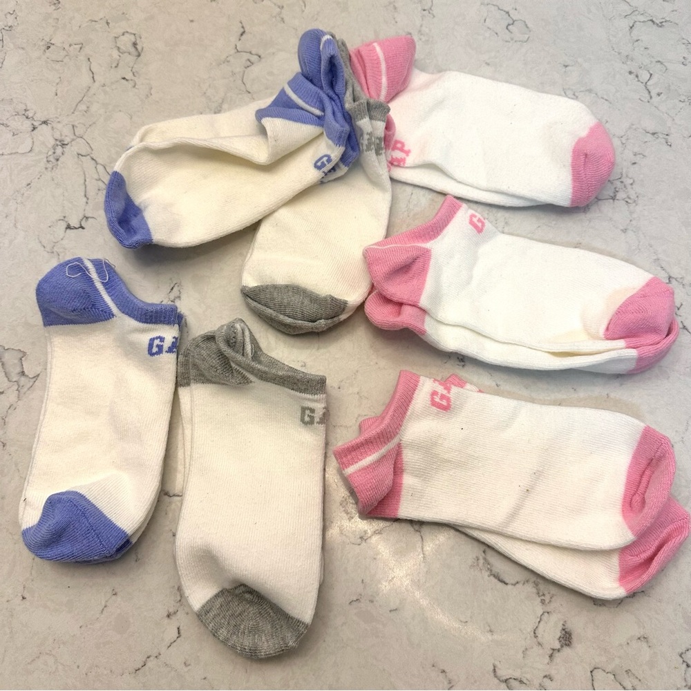 NEW Gap Women's Ankle Socks 7 Pairs White Pink Gray Blue